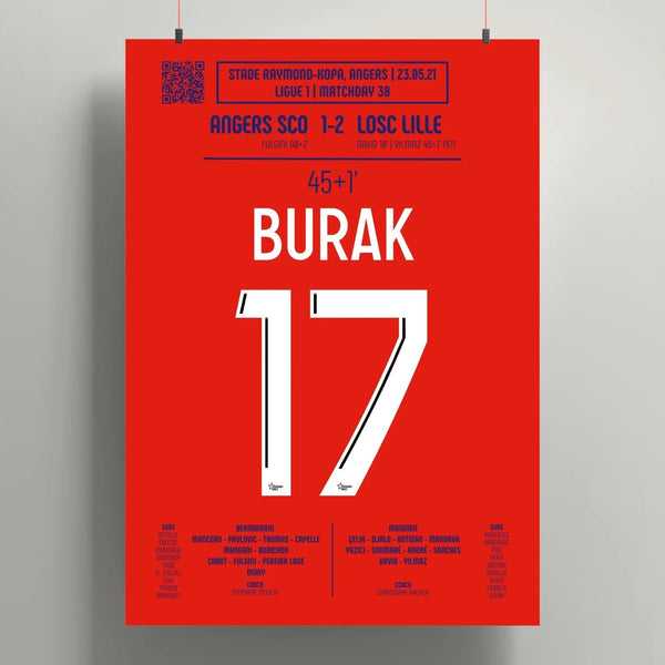Poster du but décisif de Burak Yılmaz – Angers vs Lille 2021 - Legendary Goals