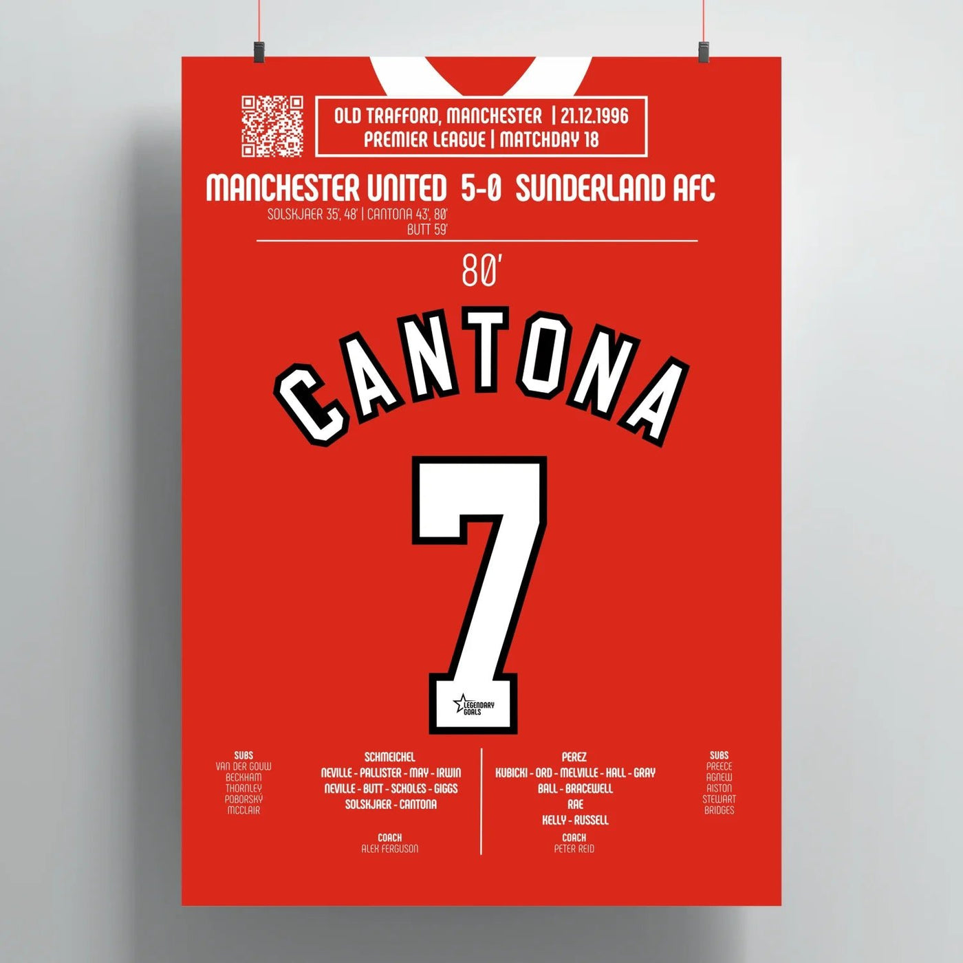 Poster du but d’Eric Cantona – Manchester United vs Sunderland 1996