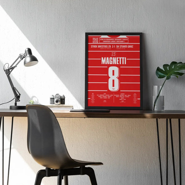 Poster du but d'Hugo Magnetti – Brest vs Sturm Graz 2024 - Legendary Goals