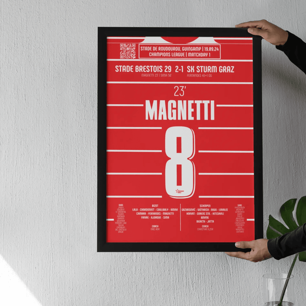 Poster du but d'Hugo Magnetti – Brest vs Sturm Graz 2024 - Legendary Goals
