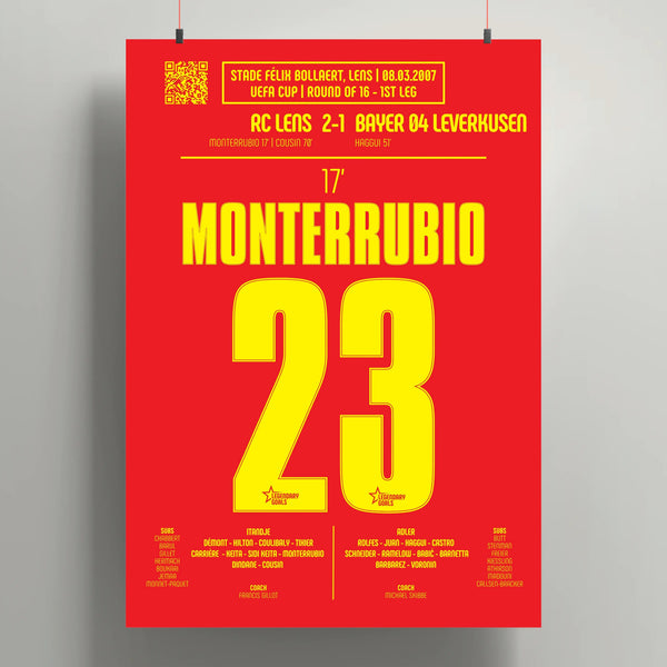 Poster du but d’Olivier Monterrubio - Lens vs Bayer Leverkusen 2007 - Legendary Goals