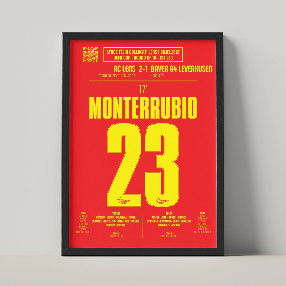Poster du but d’Olivier Monterrubio - Lens vs Bayer Leverkusen 2007 - Legendary Goals