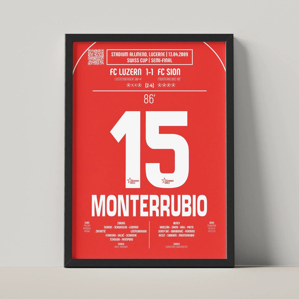 Poster du but d’Olivier Monterrubio - Lucerne vs Sion 2009 - Legendary Goals