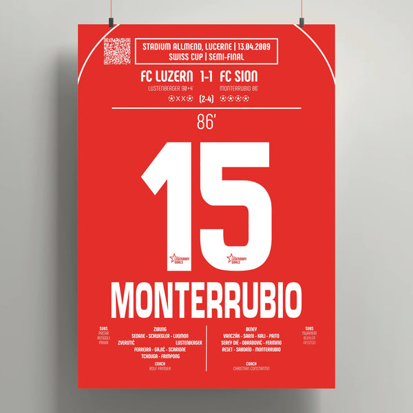 Poster du but d’Olivier Monterrubio - Lucerne vs Sion 2009 - Legendary Goals