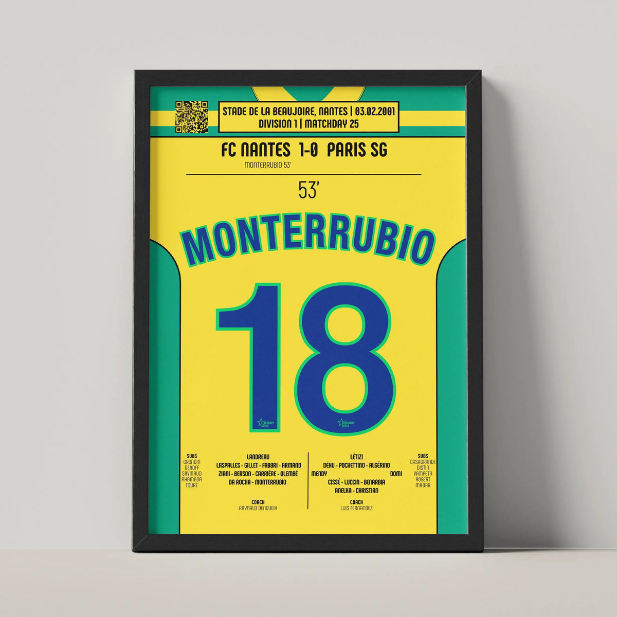 Poster du but d’Olivier Monterrubio - Nantes vs PSG 2001 - Legendary Goals