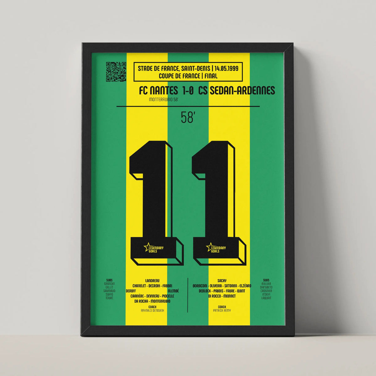 Poster du but d’Olivier Monterrubio - Nantes vs Sedan 1999 - Legendary Goals