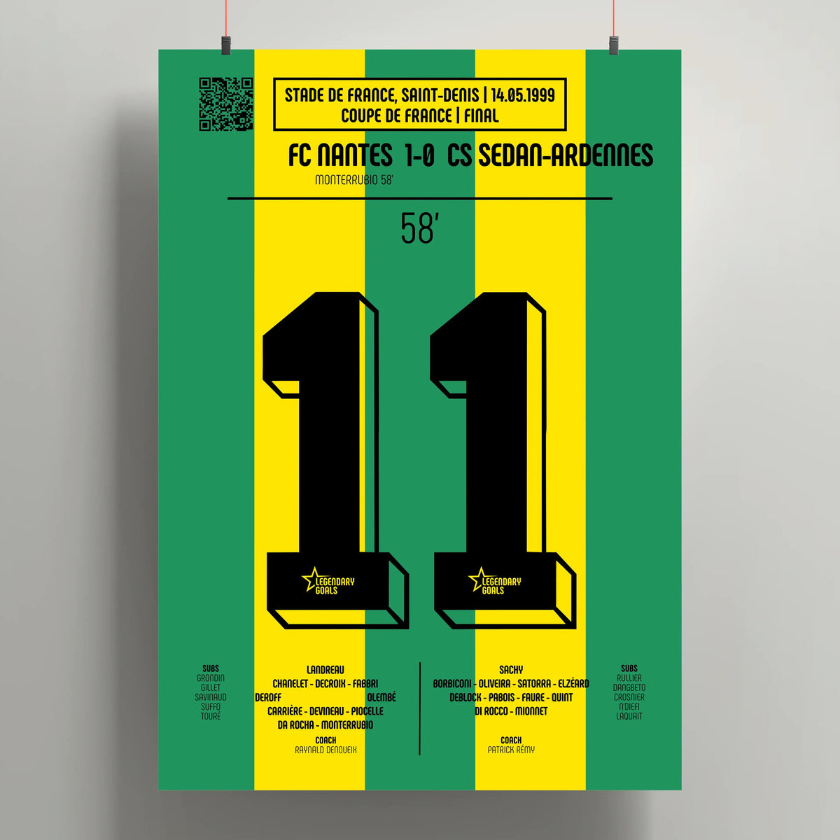 Poster du but d’Olivier Monterrubio - Nantes vs Sedan 1999 - Legendary Goals