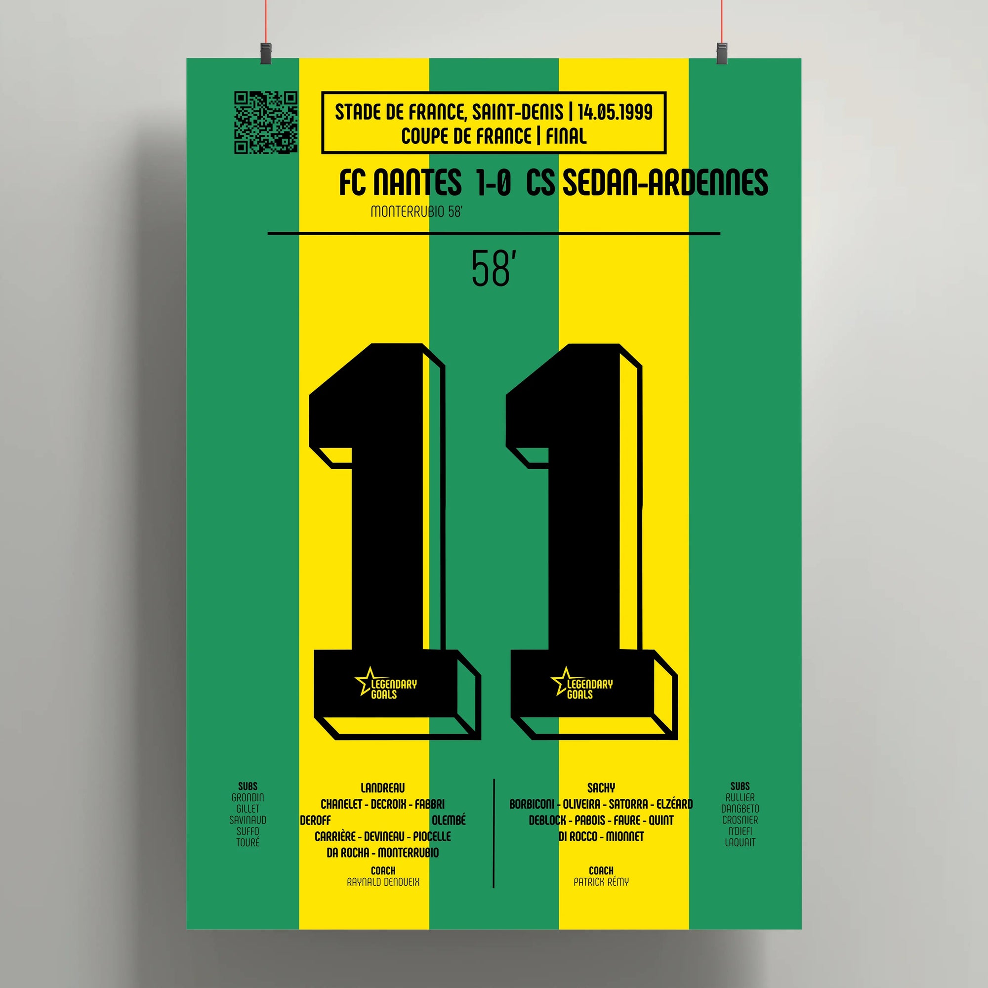 Poster du but d’Olivier Monterrubio - Nantes vs Sedan 1999 - Legendary Goals