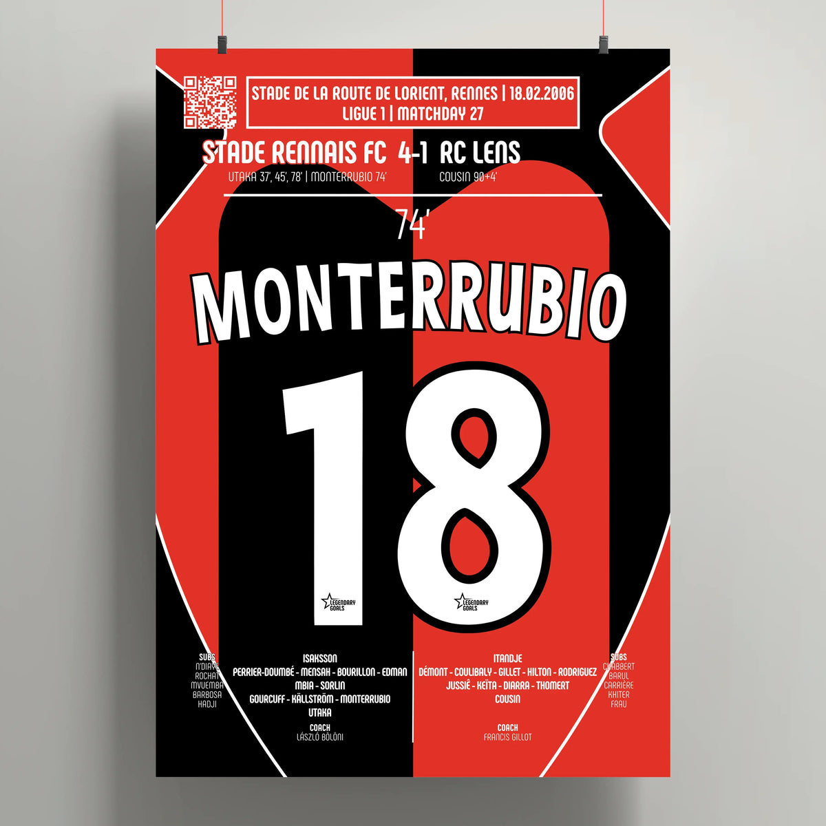 Poster du but d’Olivier Monterrubio - Rennes vs Lens 2006 - Legendary Goals