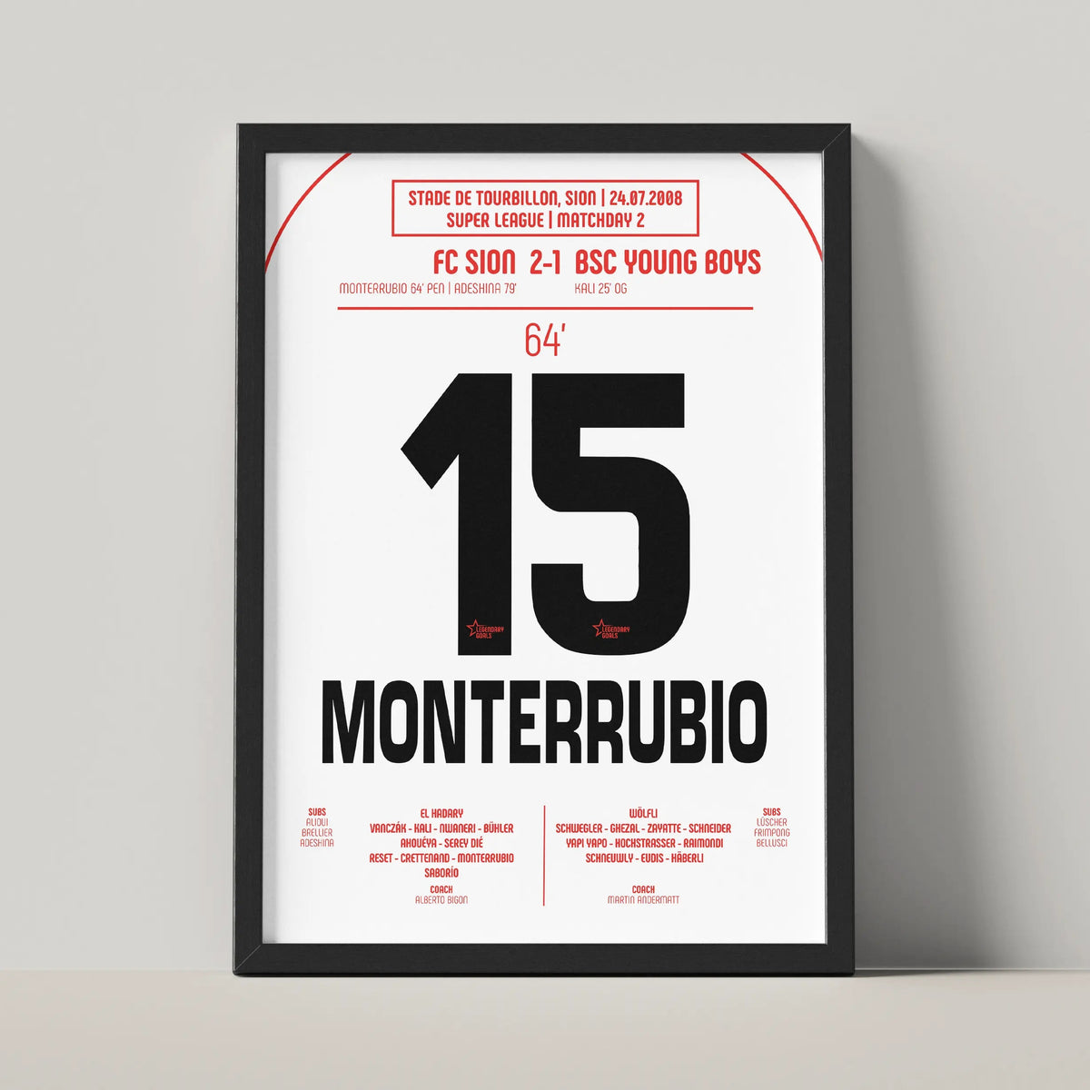 Poster du but d’Olivier Monterrubio - Sion vs Young Boys 2008 - Legendary Goals