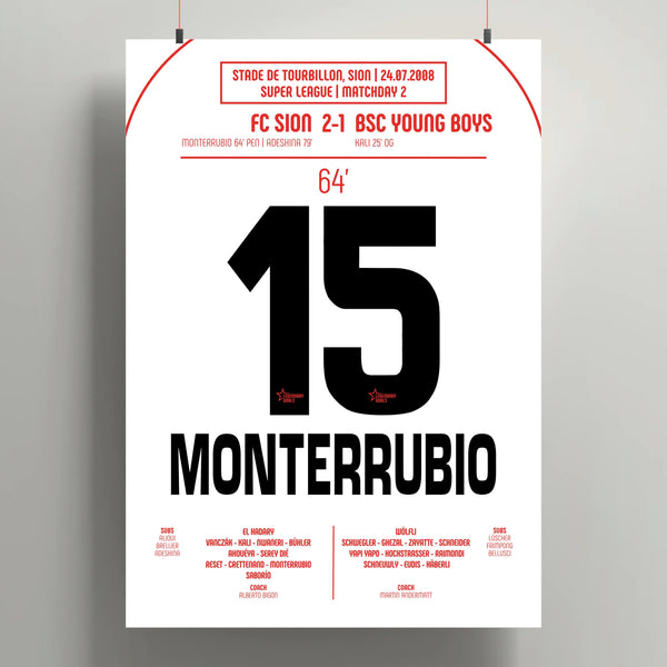 Poster du but d’Olivier Monterrubio - Sion vs Young Boys 2008 - Legendary Goals