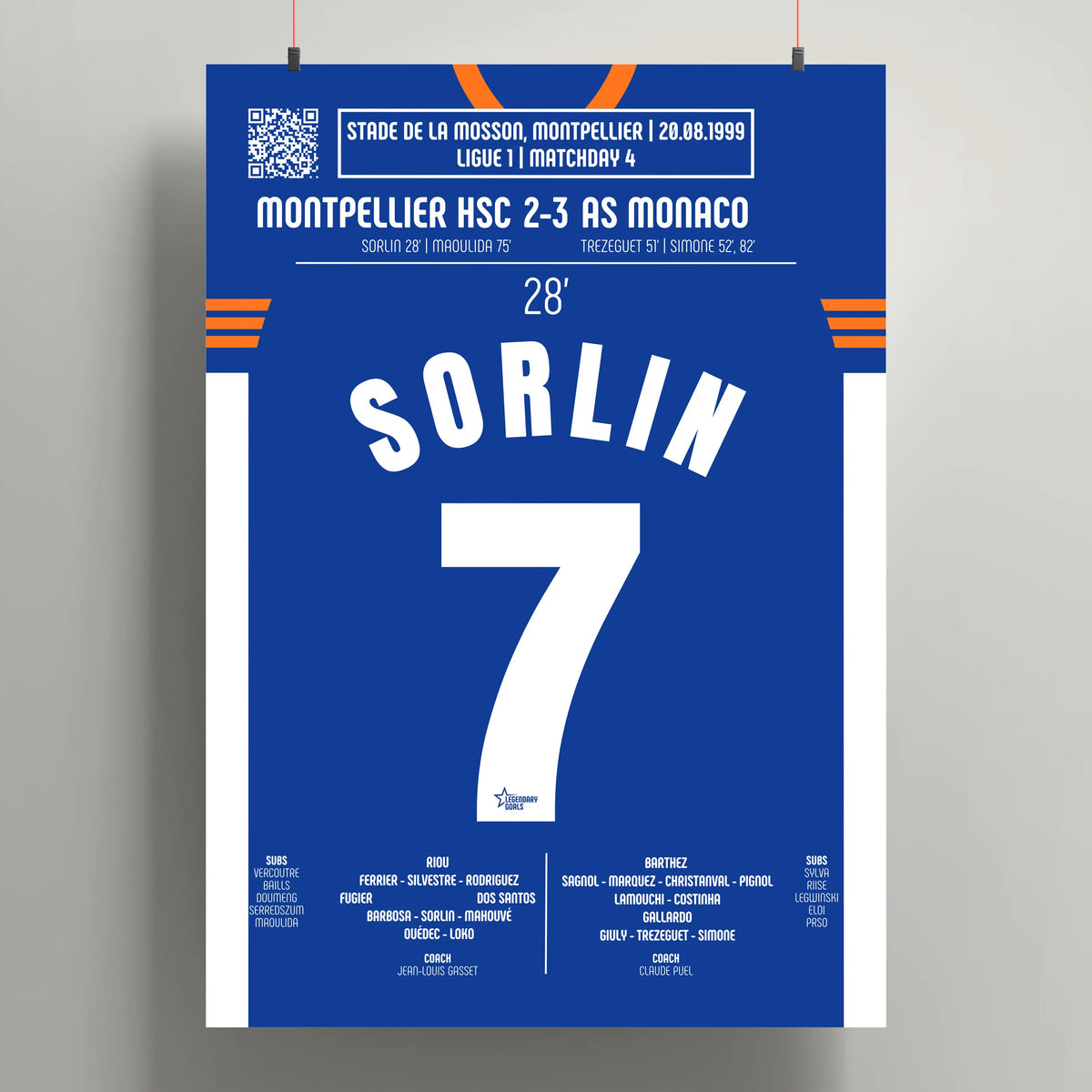 Poster du but d’Olivier Sorlin – Montpellier vs Monaco 1999 - Legendary Goals