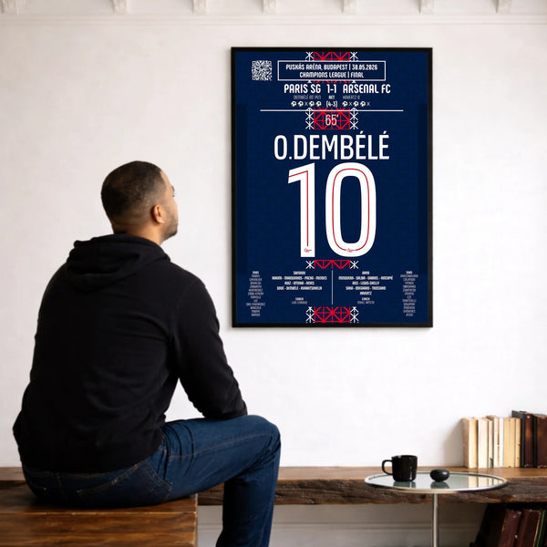 Poster du but d’Ousmane Dembélé - PSG vs Arsenal 2026 - Legendary Goals