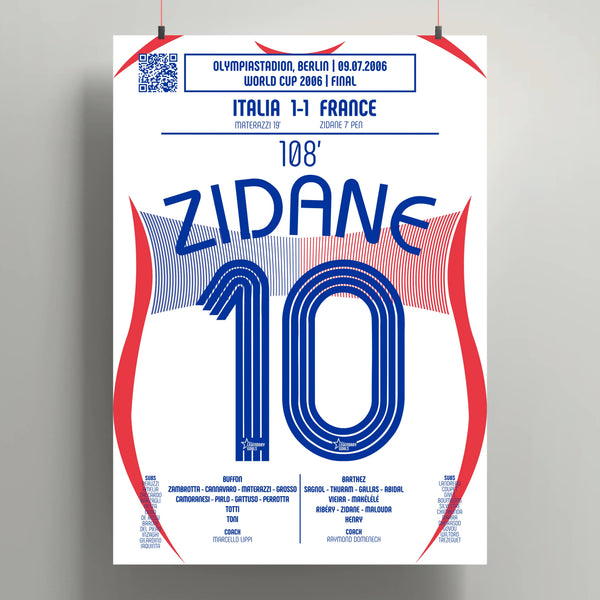Poster du coup de tête de Zinedine Zidane - France vs Italie 2006 - Legendary Goals