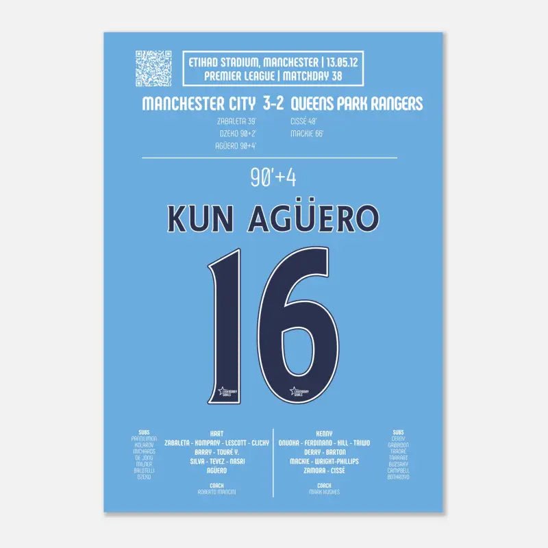 Poster du but de Sergio Agüero - Manchester City vs QPR 2012