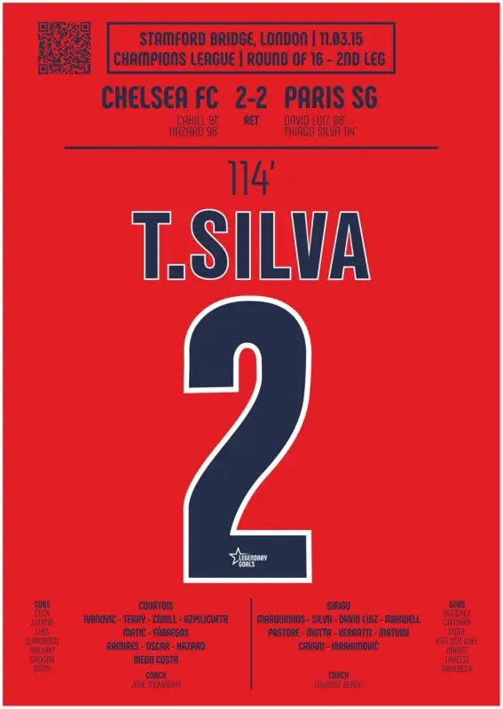 Thiago Silva 2015 : But Décisif contre Chelsea - Legendary Goals