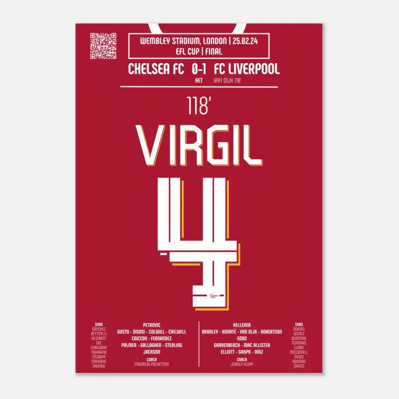 Poster du but de Virgil van Dijk - Chelsea vs Liverpool 2024