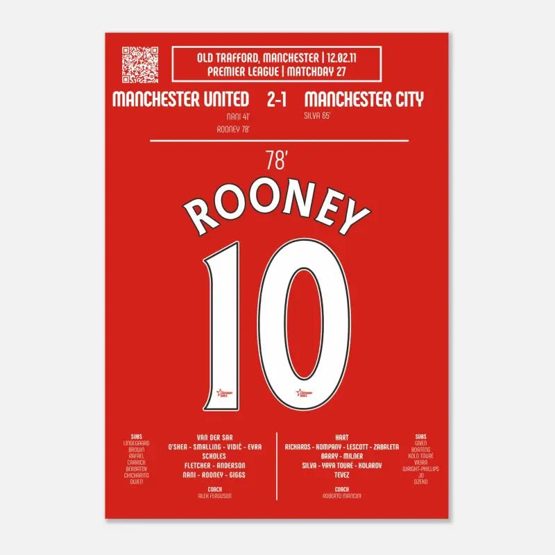 Poster du but de Wayne Rooney - Manchester United vs Manchester City 2011