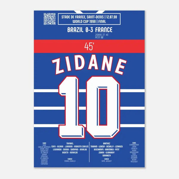 Zinédine Zidane 1998: 2ᵉ But de la Finale - Poster / A4