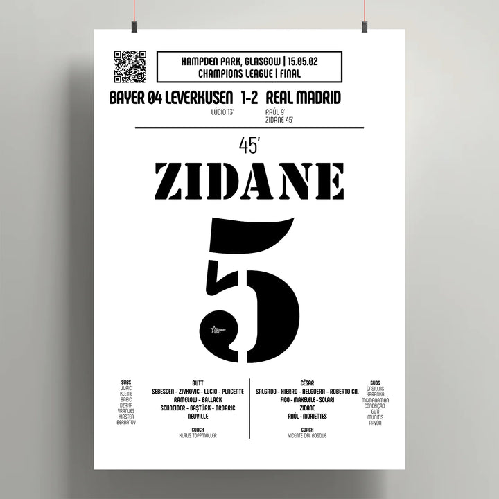 Poster du but de Zinedine Zidane - Bayer Leverkusen vs Real Madrid 2002 - Poster