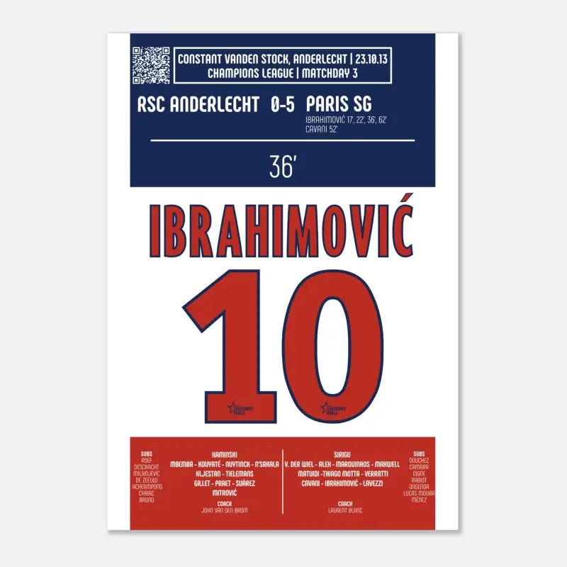 Poster du but de Zlatan Ibrahimović - Anderlecht vs PSG 2013